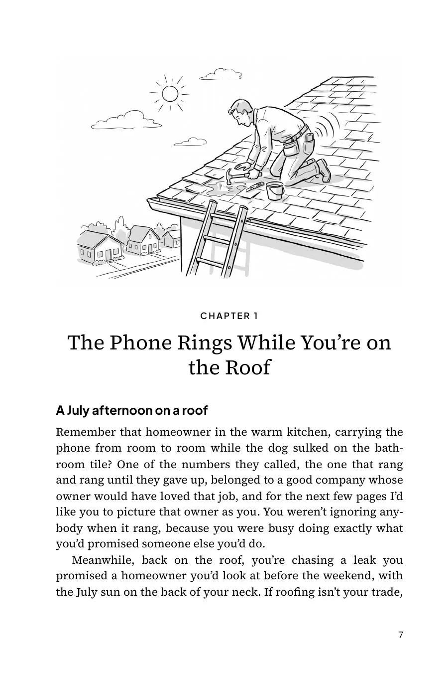 A page from the book: Chapter 1: The Phone Rings While You're on the Roof